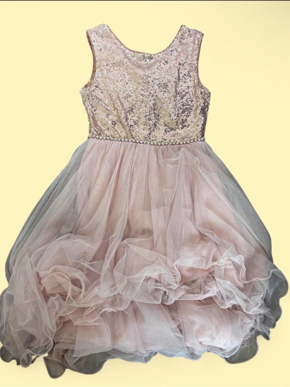 Amy Byer Rose Gold Sequin & Pink Tulle Party Dress